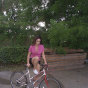 Biker girl Bernadette takes a break to pee on the street