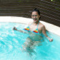 Guy masturbates on girl Sophia before she swims in the pool