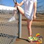 Pussy fun with sexy girl Mikols on the tennis court outdoors