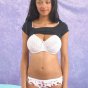 Huge breasted young ebony girlfriend Tyra Moore stripping and giving blowjob