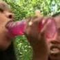 Alluring trio in outdoor fun